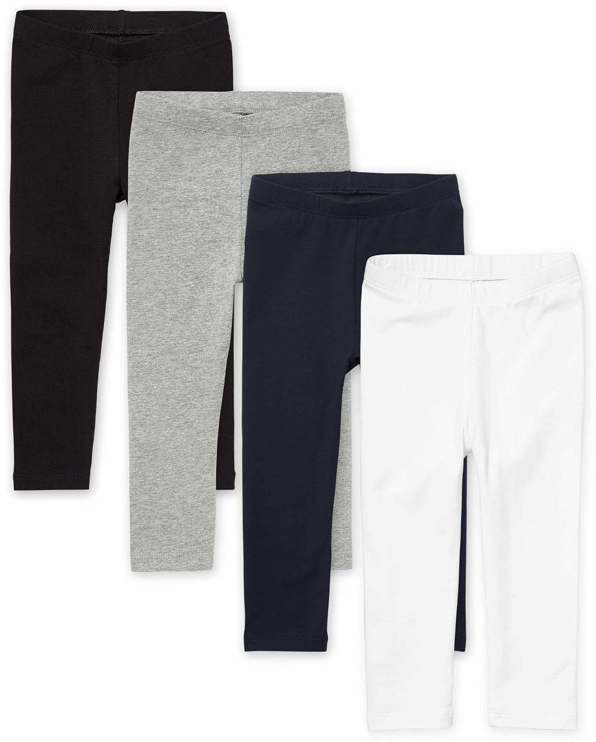 The Children's Place leggings de algodón para niña, paquete de 4 - Negro - Blanco - Marea - Gris Jaspeado Paquete de 4 - 3 Años