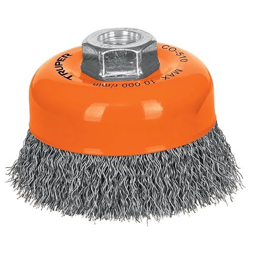 Truper CO-510, Carda de copa, alambre ondulado, 4" para esmeril
