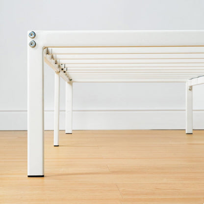 Best Price Mattress - Marco de Cama de Plataforma de Metal de 14 Pulgadas, Listones de Acero Resistente, Blanco, Individual