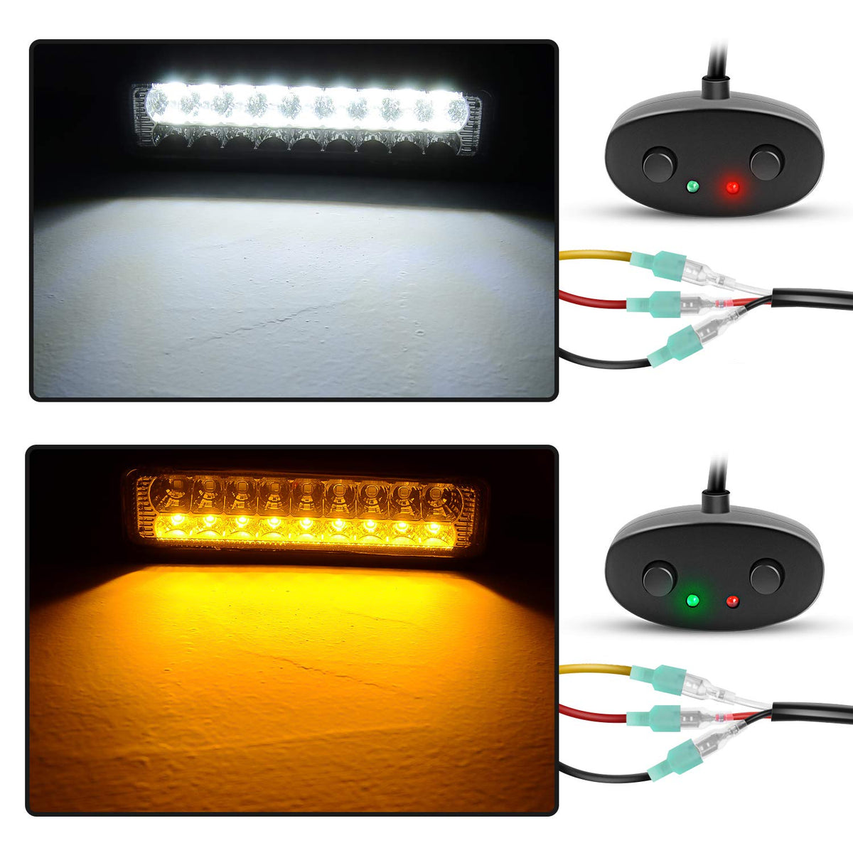 Nilight Kit de Arnés de Cableado para Barra de Doble Color Blanco/Ámbar, 16 AWG, 12 V, 10031W