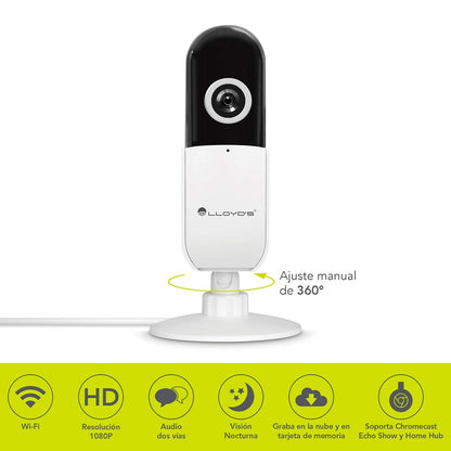 Lloyd's Set 2 Cámaras IP WiFi p/Interior 1080P Audio 2 vías Compatible Alexa