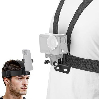 NEEWER Arnés Pecho Montaje Teléfono Correa Cabeza, Kit Accesorios Liberación Rápida Videollamadas Grabación Filmación, Compatible con iPhone GoPro Hero Insta360 dji AKASO Action Camera, GP-74