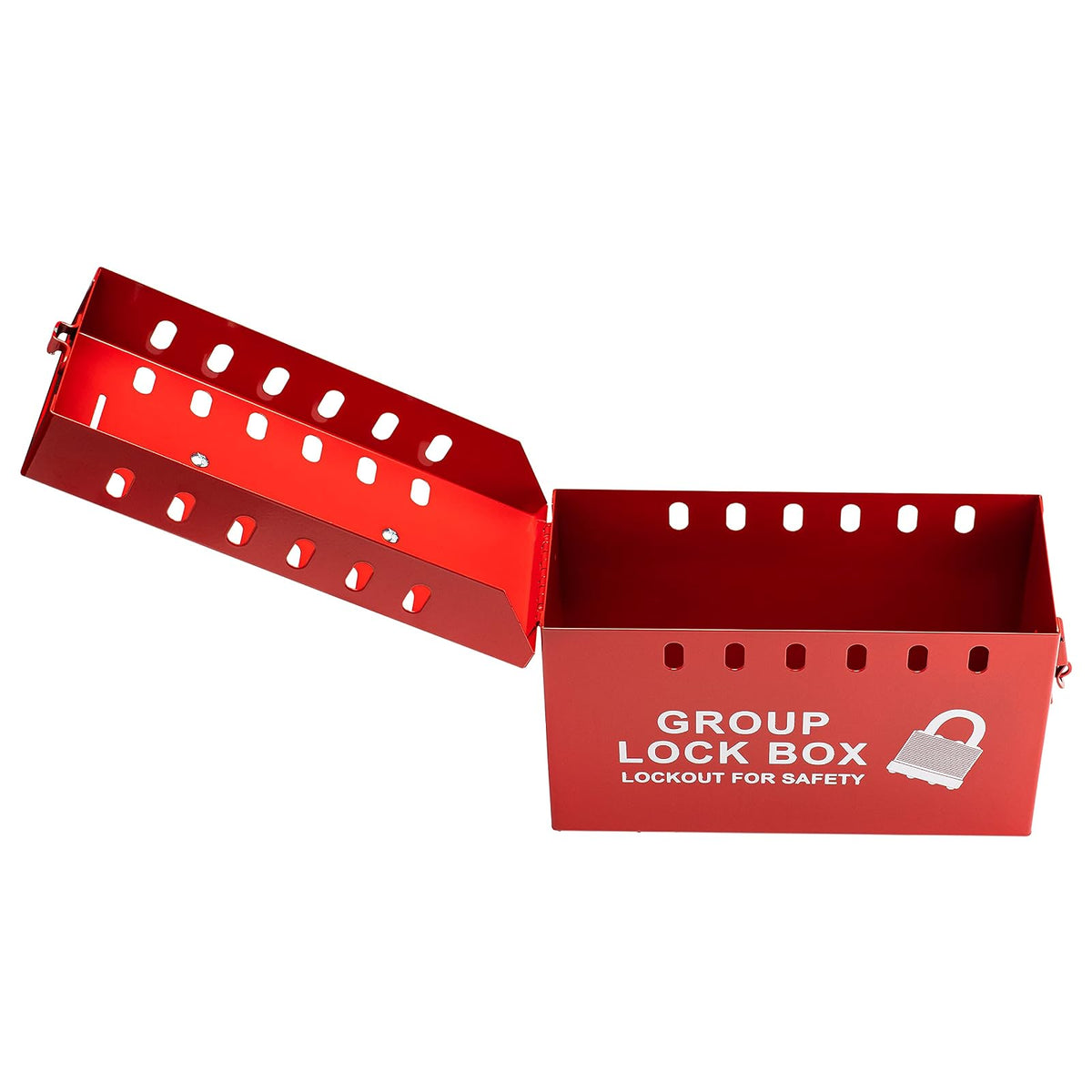 Zing Green Products 7299R-UN - Caja portátil de acero para etiquetar con bloqueo grupal, caja de bloqueo acepta hasta 13 candados, 10 x 6 x 4 pulgadas, rojo