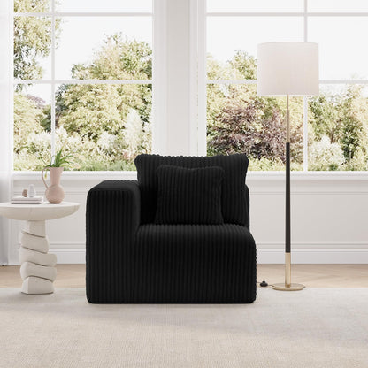 Novilla Sofá Modular Seccional Nube, Tapizado en Pana, Negro - Left-arm Seat (A) - Negro -