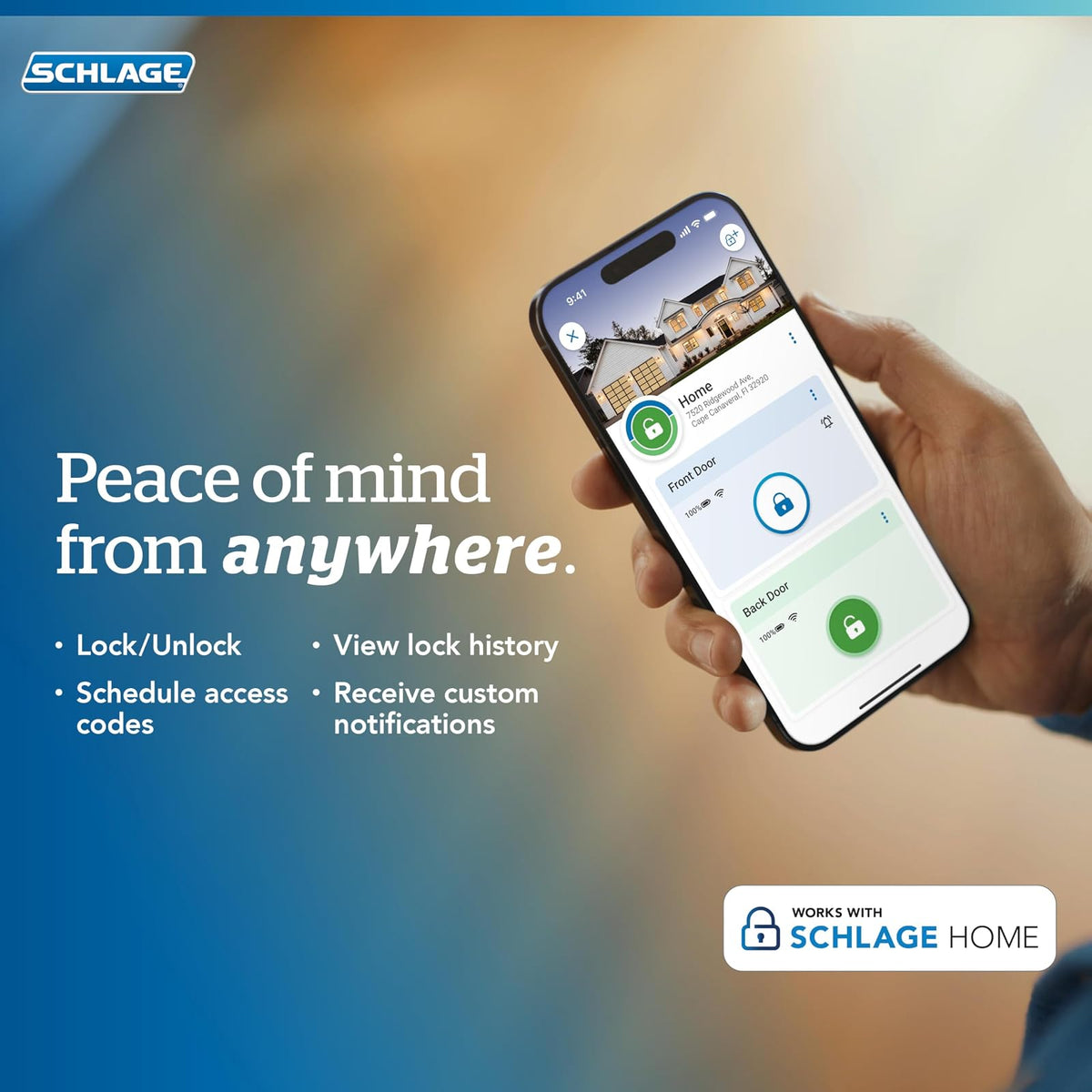 Schlage Encode - Cerrojo de seguridad WiFi con borde Camelot, Camelot, Lock Only, Aged Bronze