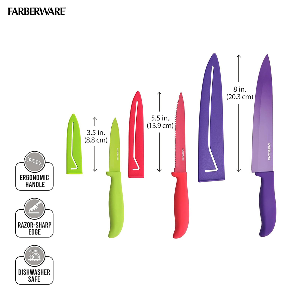 Farberware Classic Color Series 6-Piece Non-Stick Resin Knife Set