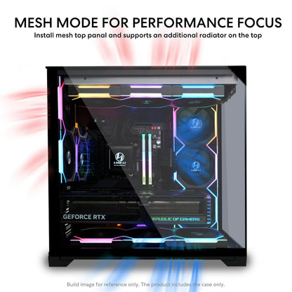 Lian LI O11 Vision Compact Black – ATX/EATX Mesh Crystal Pro Gaming Case | Acero, vidrio templado, soporte de conexión trasera, O11VPX