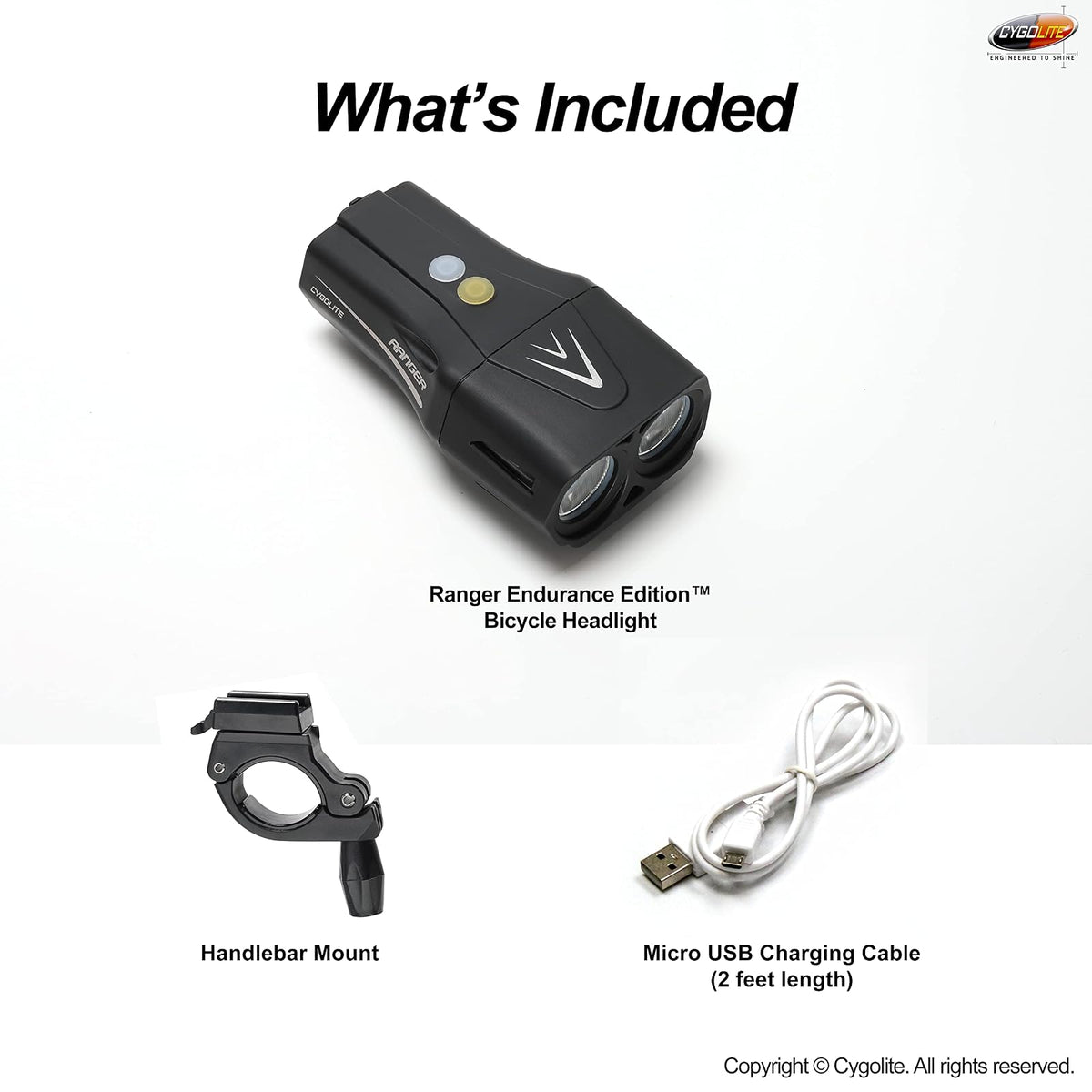 Cygolite Ranger 2000, 1800, 1500 Lumen Endurance Bike Lights - Ultra High Run Time, 9 Light Modes, Fine Tuneable , IP67 Waterproof, USB Rechargeable, Road & Mountain
