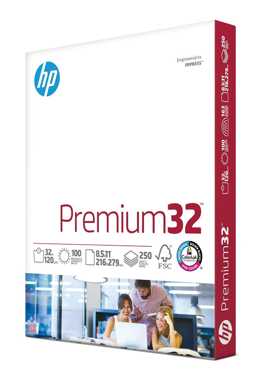 HP Paper, Premium Choice LaserJet, 32lb, 8.5 x 11, Carta, 100 luminoso, fabricado en EE. UU., Blanco