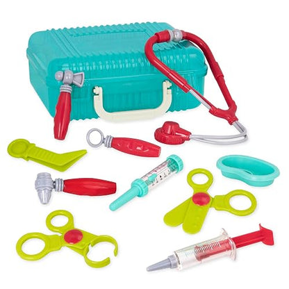 Battat Kit médico de Lujo con maletín para Juego de médicos | Set de 11 piezas con estetoscopio, termómetro, jeringa, tijeras y maletín para juego de médicos, 3 años y +