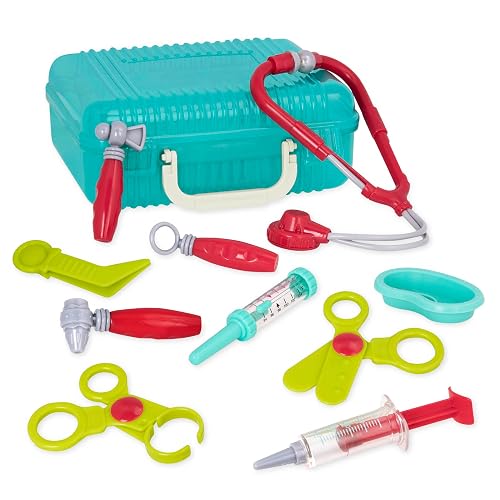 Battat Kit médico de Lujo con maletín para Juego de médicos | Set de 11 piezas con estetoscopio, termómetro, jeringa, tijeras y maletín para juego de médicos, 3 años y +