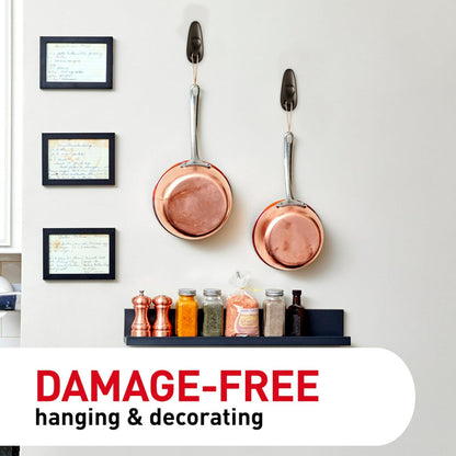 Command Ganchos de Pared Forever Classic | Grandes, para colgar sin daños, 2 ganchos de metal, 4 tiras adhesivas