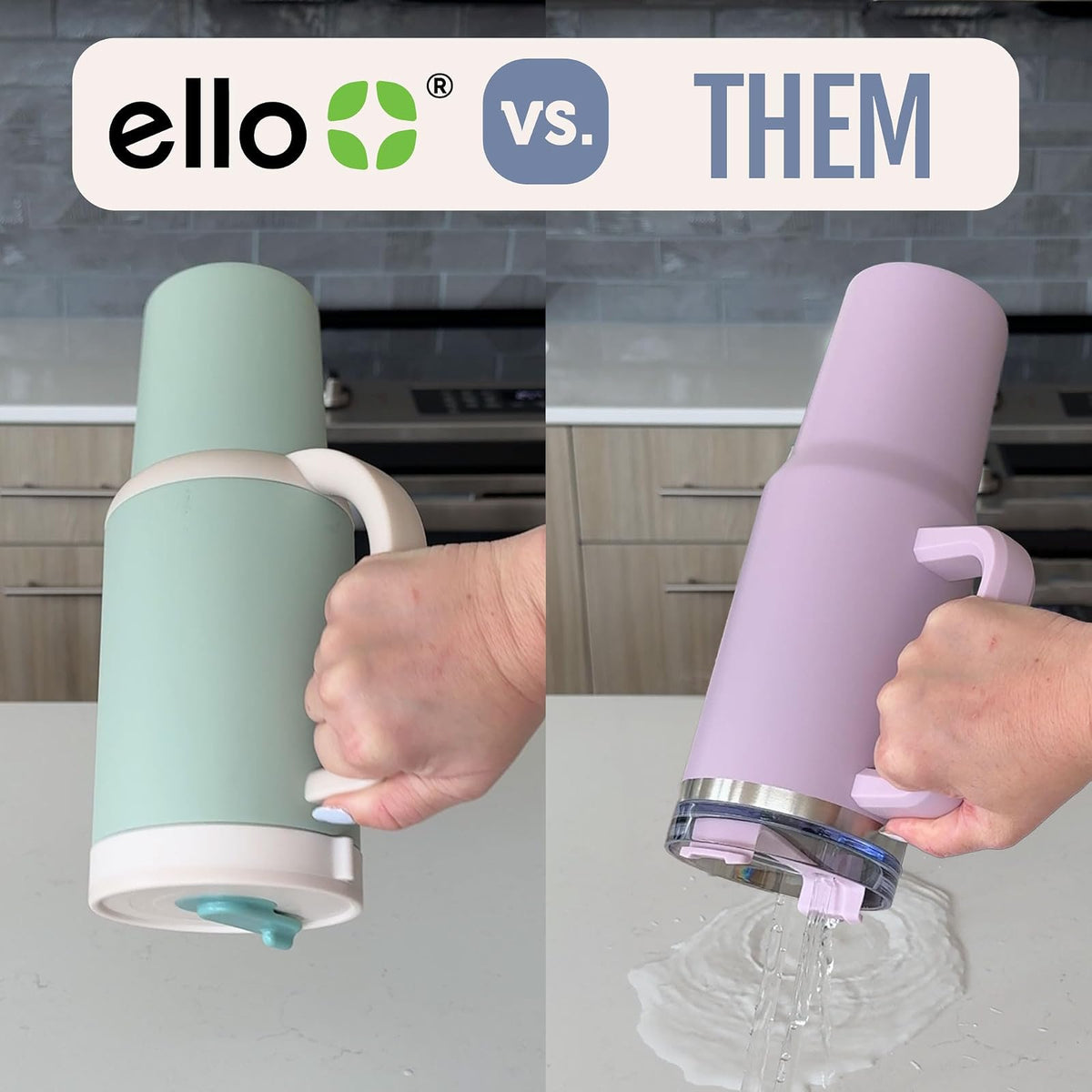 Ello Oasis - Vaso de 30 onzas con mango y popote retráctil, taza de acero inoxidable aislada reutilizable 100% a prueba de fugas, regalos para adolescentes, mujeres y hombres, mantiene el frío durante