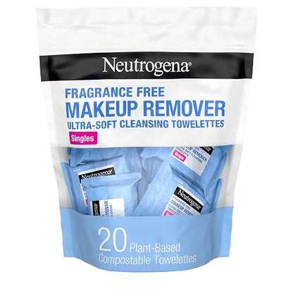 Neutrogena Fragrance-Free Makeup Remover Cleansing Towelette Singles, 20 count (Pack of 6)