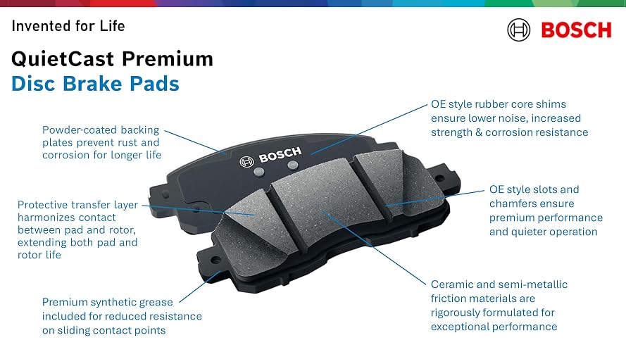 Bosch QuietCast Juego de Pastillas de Freno de Disco Cerámica BC1393 para Infiniti/Nissan
