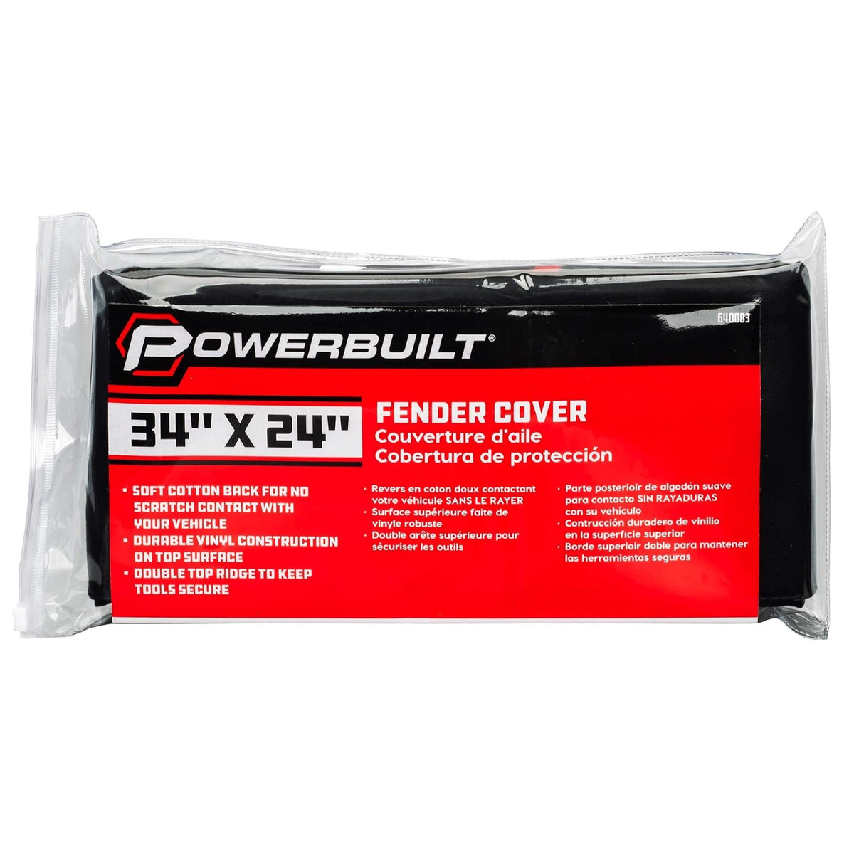 Powerbuilt 640083 - Funda Protectora de Vinilo de Felpa Negra de 61 x 86,4 cm, protección para mecánico y reparación de automóviles bajo el capó