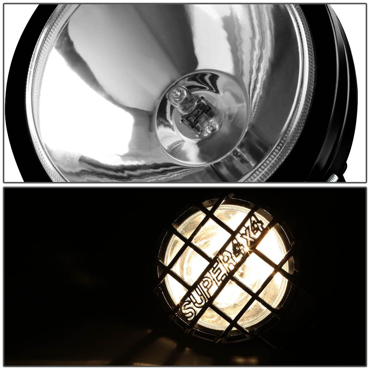 DNA Motoring FL-6-U+SW-CH-BK Luces Antiniebla Redondas de 6 in con Interruptor, Cromo y Negro