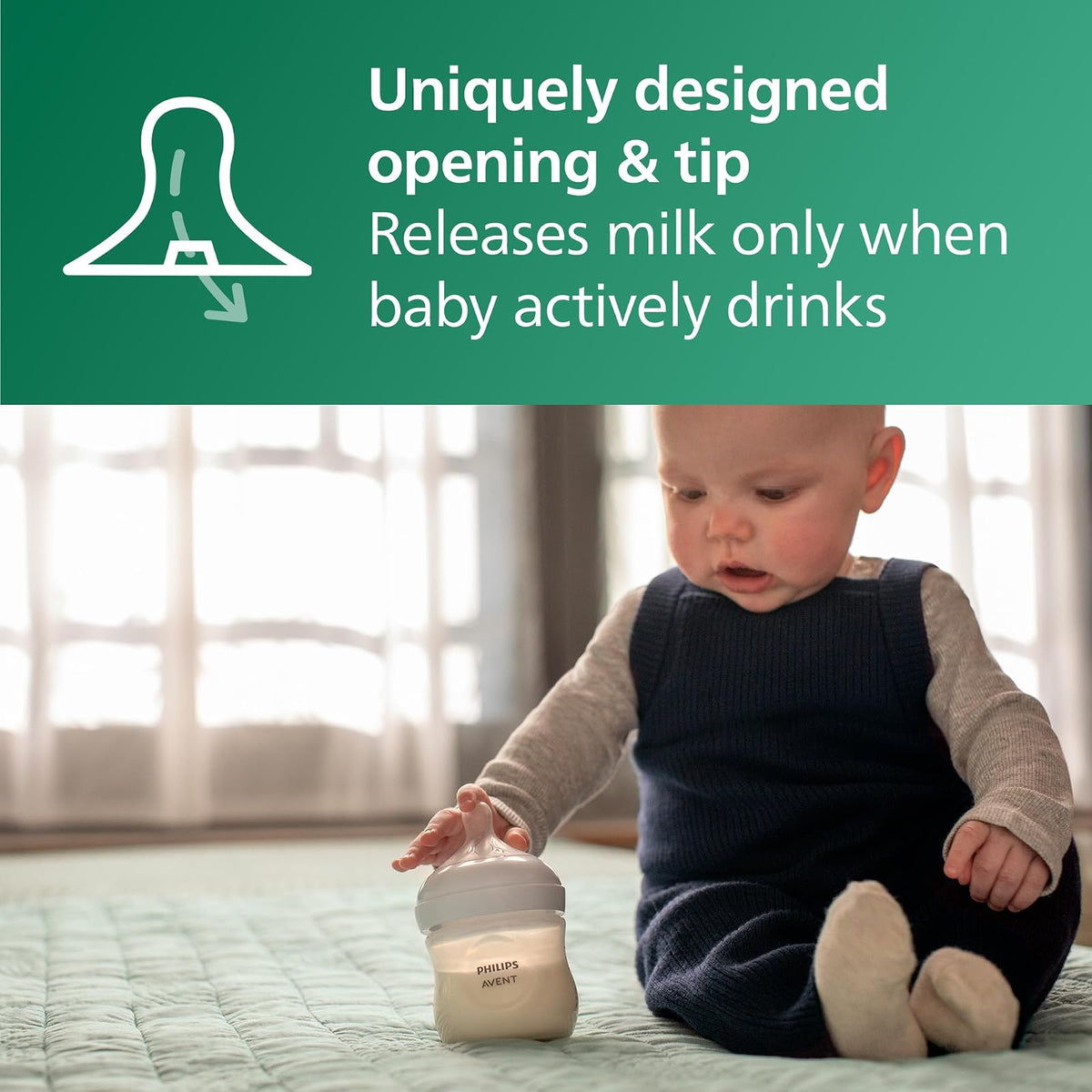 Philips AVENT Botella de cristal natural con pezón de respuesta natural, juego de regalo para bebé, SCD858/01