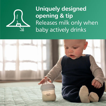 Philips AVENT Botella de cristal natural con pezón de respuesta natural, juego de regalo para bebé, SCD858/01