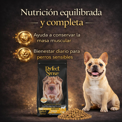 Perfect Sense Sensitive Alimento Seco para Perros Adultos con Piel y Digestión Sensible, Salmón y Pollo, 7 kg