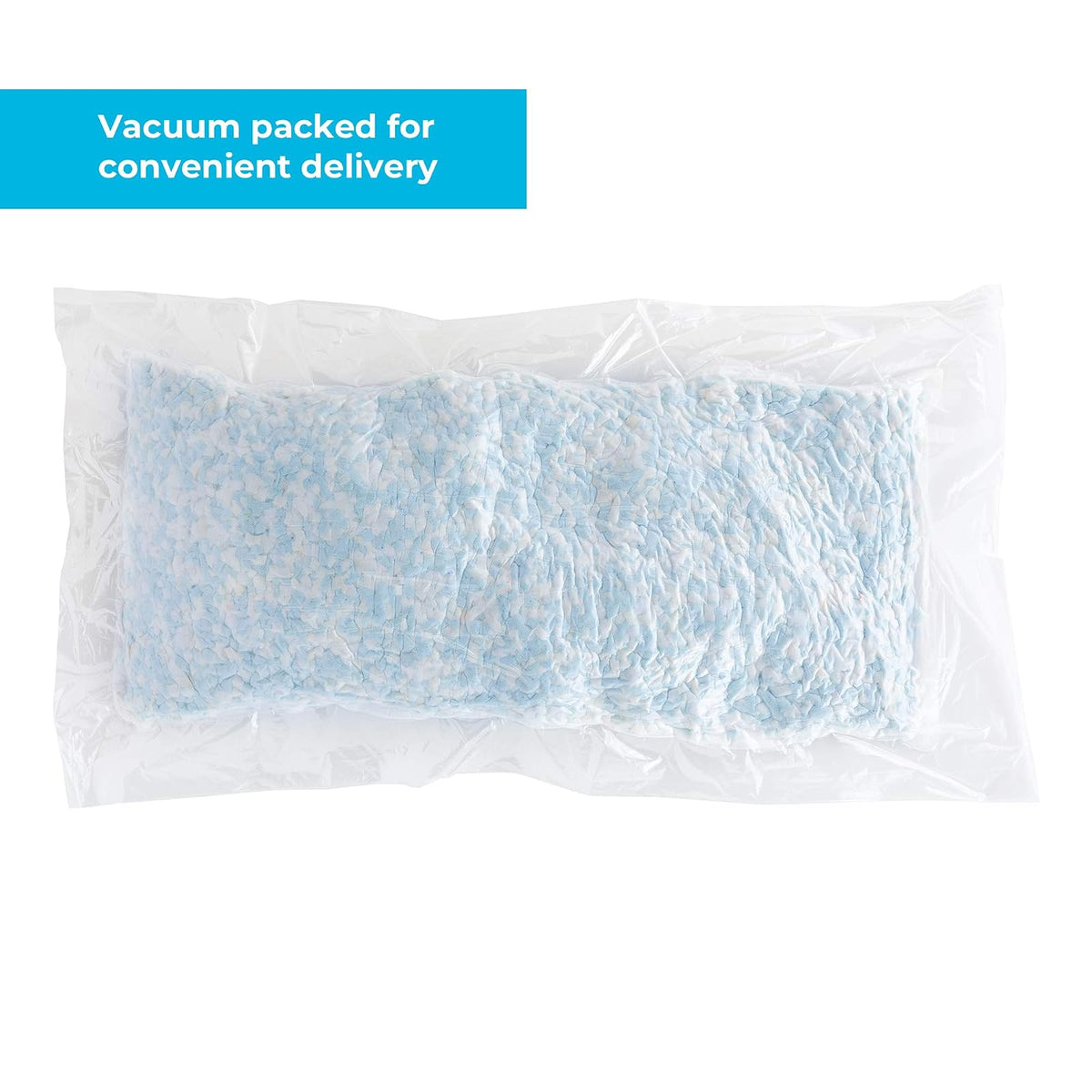 Linenspa Espuma viscoelástica triturada, Espuma Artesanal, Relleno de Repuesto para Almohadas, puf, sillas, Camas para Perros, Animales de Peluche y Manualidades, 2.5 Libras, Azul