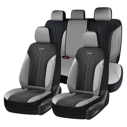 Coverado - Juego Completo de Fundas de Asiento para automóvil, Fundas de Asiento de automóvil, Fundas de Asiento de Piel, diseño de Malla, Protectores de Asiento de Conductor Negro, Ajuste Universal