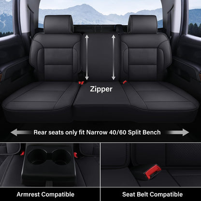 Coverado Fundas De Asiento Silverado, Protectores De Asiento De Automóvil De Piel Impermeable, Juego Completo Personalizado, Compatible Con Chevy Silverado Gmc Sierra Pickup 2014-2018 1500 2015-2019 2500H