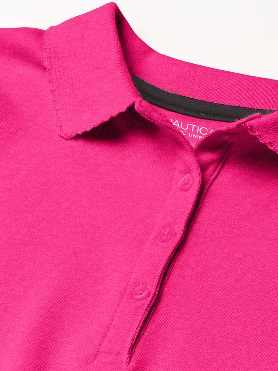 Nautica School Uniform Short Sleeve Polo Shirt, Button Closure, Soft Pique Fabric Camisa de poloNiñas