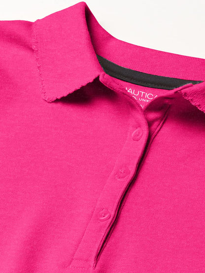 Nautica School Uniform Short Sleeve Polo Shirt, Button Closure, Soft Pique Fabric Camisa de poloNiñas