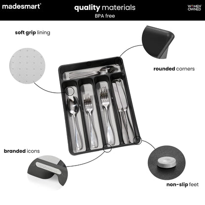 madesmart Classic Mini cubiertos bandeja, Granite, 1