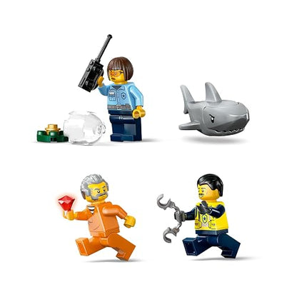 LEGO City Persecución en Barco de Policía Set de Construcción de Juguetes, Lancha Flotante y Bote Inflable del Ladrón, Idea de Regalo para Héroes Cotidianos de 6 Años o Más 60456
