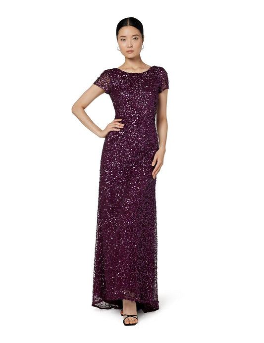Adrianna Papell Vestido de Manga Corta con Lentejuelas. Vestido para Mujer