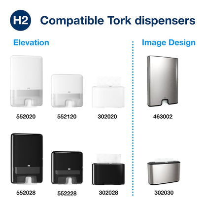 Tork - Toalla de mano multiplegado, color blanco, H2, 16 x 250, MB540A | Compatible con dispensadores H2, 1 capa, universal, 100% fibras recicladas