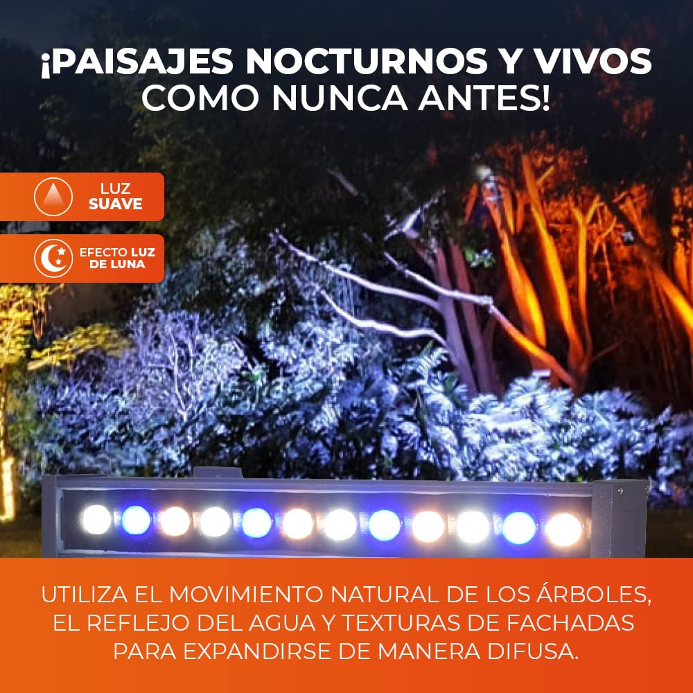 Tecnolite PROMETEO Barra de Luz LED Wall Washer 14.5 W, Luz de Luna Color Azul, IP65, IK08, A prueba de agua y golpes