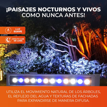 Tecnolite PROMETEO Barra de Luz LED Wall Washer 14.5 W, Luz de Luna Color Azul, IP65, IK08, A prueba de agua y golpes