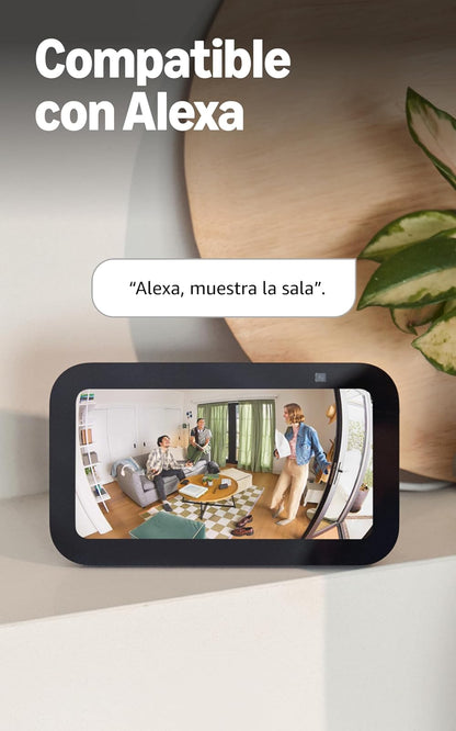 Cámara para interiores con movimiento Ring (Pan-Tilt Indoor Cam) | Ve todos los ángulos con vista panorámica de 360°, video HD y audio bidireccional (modelo más reciente) | Negro