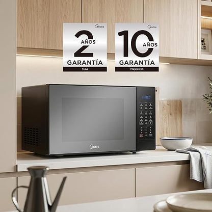 Midea MMDK14S2MB Horno de Microondas 1.4 Pies Cúbicos 40L SmartECO Negro Puerta Espejo