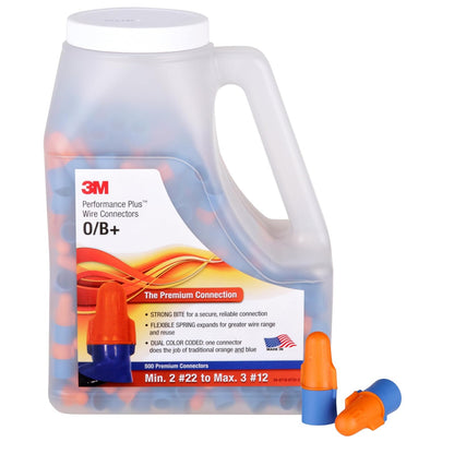 3M Performance Plus Conector de cable o/b | Naranja/azul, conectores de resorte de acero flexibles, giro, certificado CSA, listado UL