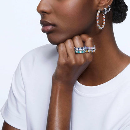 Swarovski Ortyx - Colección de aretes de vidrio, con un solo oído, par de arete, acabado en tono rodio y oro rosa