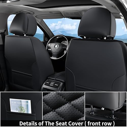 Coverado Fundas de Asiento de Piel, Juego Completo de Fundas de Asiento de Automóvil, Fundas de Asiento de Automóvil, Protector de Asiento de Automóvil, Impermeable, Fundas de Asiento de Automóvil, Asientos