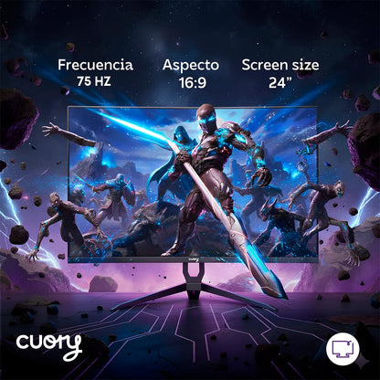 CUORY Monitor LED 24 Pulgadas Full HD 100Hz, Pantalla Gamer y Oficina, Resolución 1920x1080p, Diseño Ultra Delgado, Gaming Alto Rendimiento con Conexión HDMI/VGA