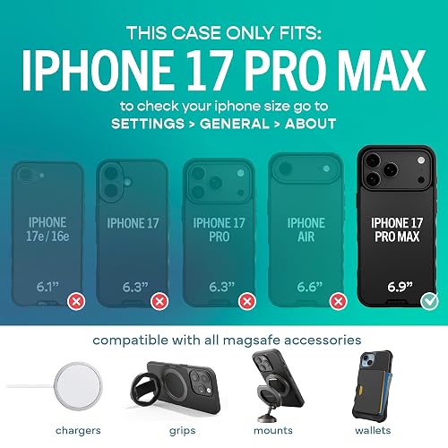 Smartish - Funda magnética para iPhone 2025 Pro MAX Gripmunk, Control de cámara, Color Negro