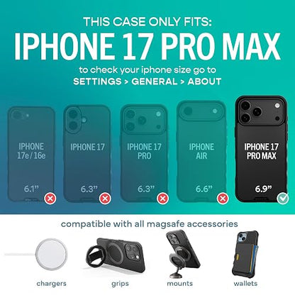 Smartish - Funda magnética para iPhone 2025 Pro MAX Gripmunk, Control de cámara, Color Negro