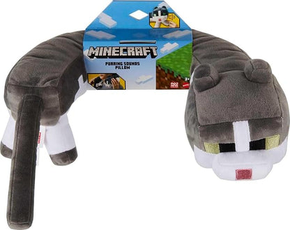 Mattel Minecraft Almohada para El Cuello Purring Sounds | Peluche con sonido, gato de Minecraft, tela de pelo suave