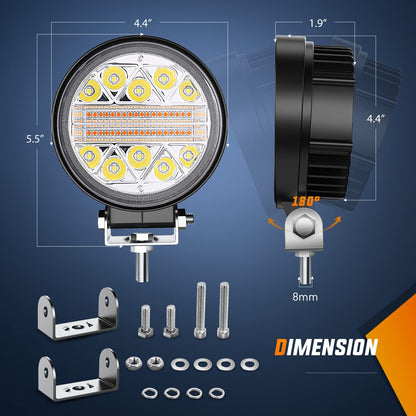 Nilight - 2 barras de luz LED de 4.5 pulgadas y 27 W, función de memoria, ideal para niebla y nieve, todoterreno, camión, cuatrimoto, jeep, barco, con kit de arnés de cableado de 16 AWG, 2 cables