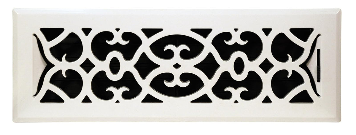 Accord Rejilla plástico para piso con diseño victoriano, Tradicional, 4" x 14", Blanco
