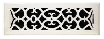 Accord Rejilla plástico para piso con diseño victoriano, Tradicional, 4" x 14", Blanco