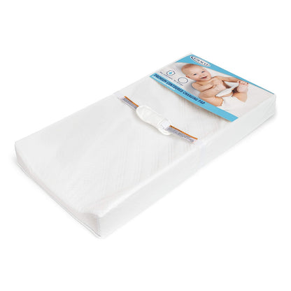 Colchón cambiador contorneado premium Graco — Certificación GREENGUARD Gold, resistente al agua, funda suave con hebilla, compatible con la mayoría de cambiadores estándar, base antideslizante