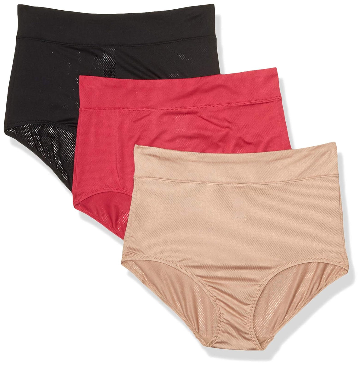Warner'S Blissful Benefits No Muffin Parte Superior Transpirable Micro Bragas Bragas Breves Multipack Ropa Interior para Mujer - Negro - Almendra tostada - 3XL