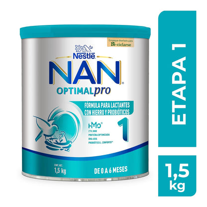NAN 1 Optimal Pro Fórmula Para Lactantes a Base de Leche Etapa1 Lata 1.5 Kg